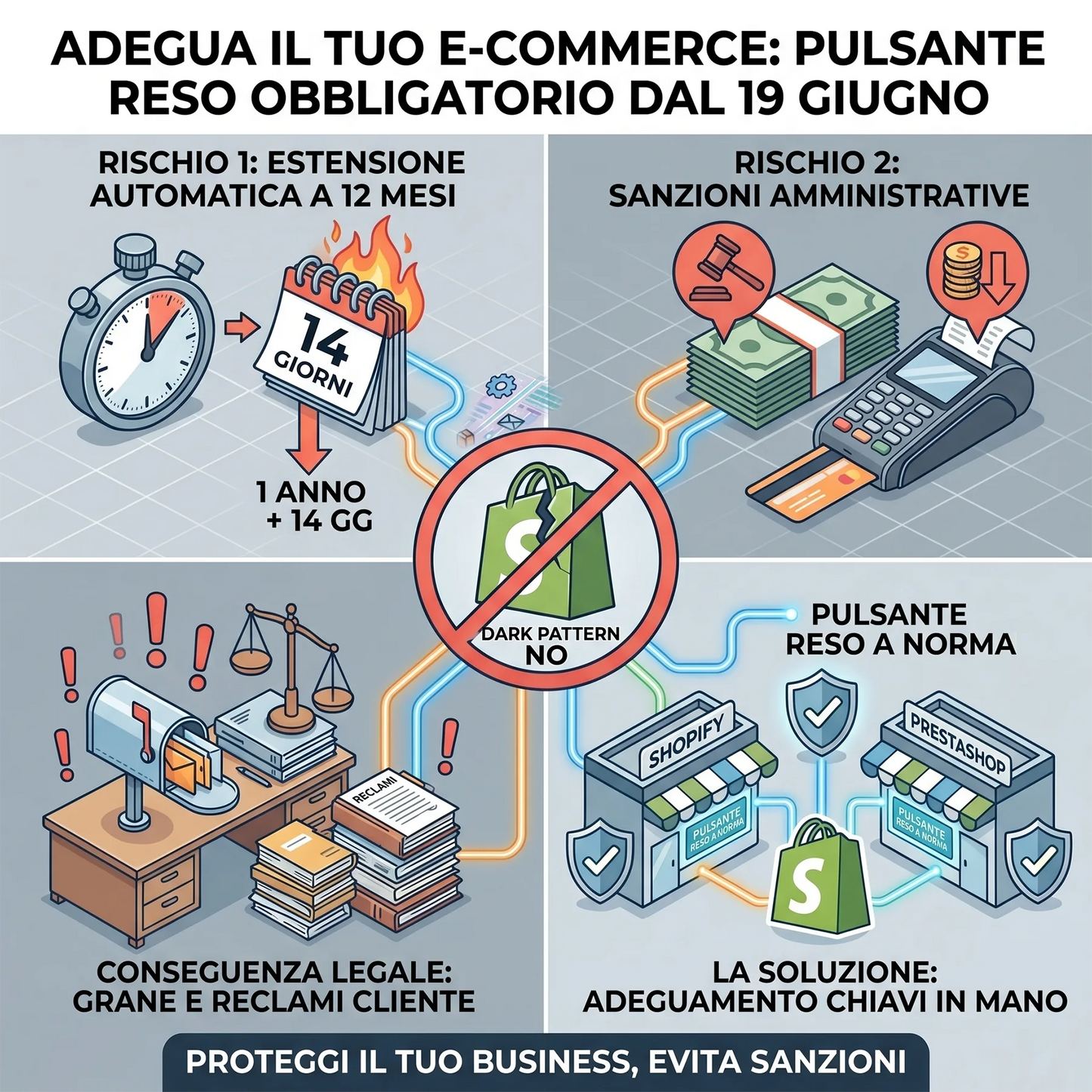 Servizio Adeguamento Pulsante di Reso UE (Shopify & PrestaShop)