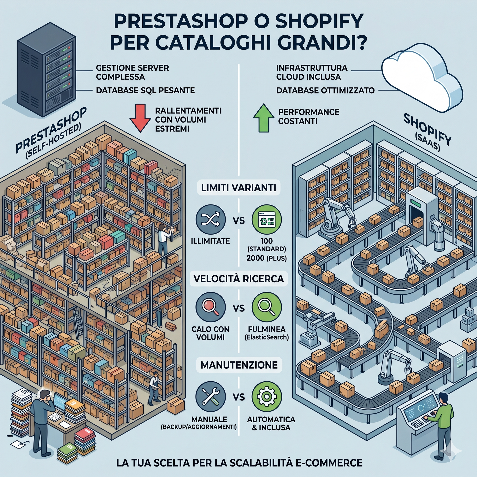 PrestaShop o Shopify per Cataloghi Grandi? Analisi 2026