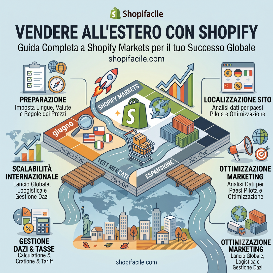 Vendere all'estero con Shopify: prezzi, cataloghi e Shopify Markets