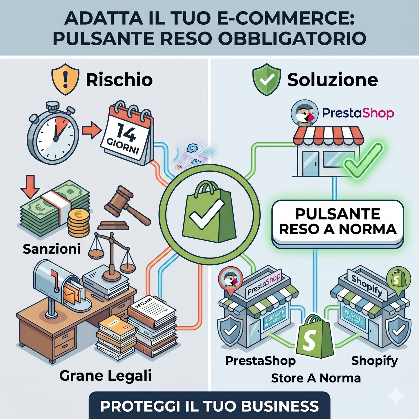 Servizio Adeguamento Pulsante di Reso UE (Shopify & PrestaShop)